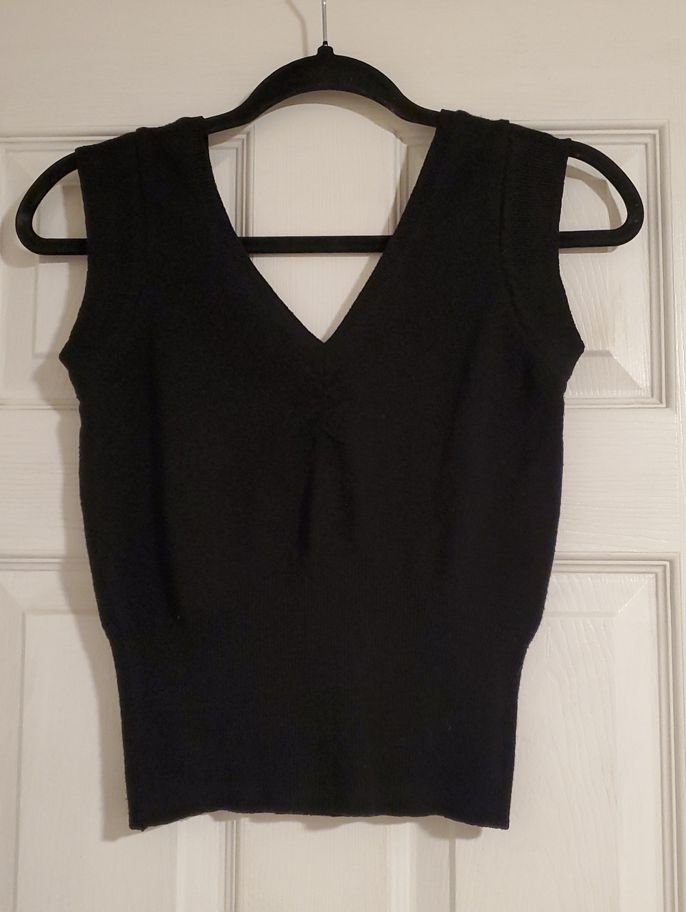 Dollcake Black V-Neck Ribbed Knit Tank